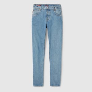 Pantaloni in denim con nastro Web