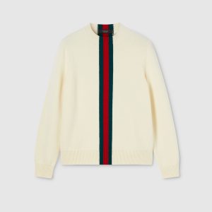 Maglione in lana lavorata a maglia con intarsio Web