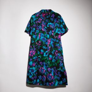 Abito-camicia in jacquard di seta stampato